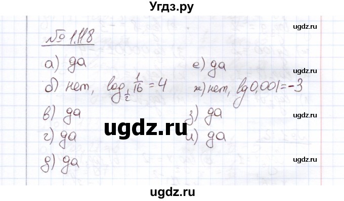 ГДЗ (Решебник) по алгебре 11 класс Арефьева И.Г. / глава 1 / упражнение / 1.118