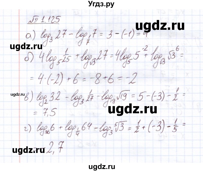 ГДЗ (Решебник) по алгебре 11 класс Арефьева И.Г. / глава 1 / упражнение / 1.125