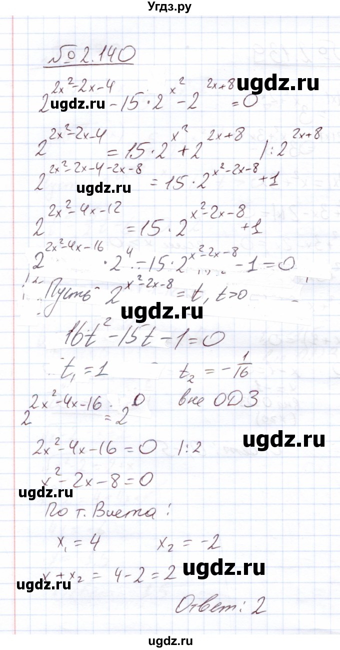 ГДЗ (Решебник) по алгебре 11 класс Арефьева И.Г. / глава 2 / упражнение / 2.140