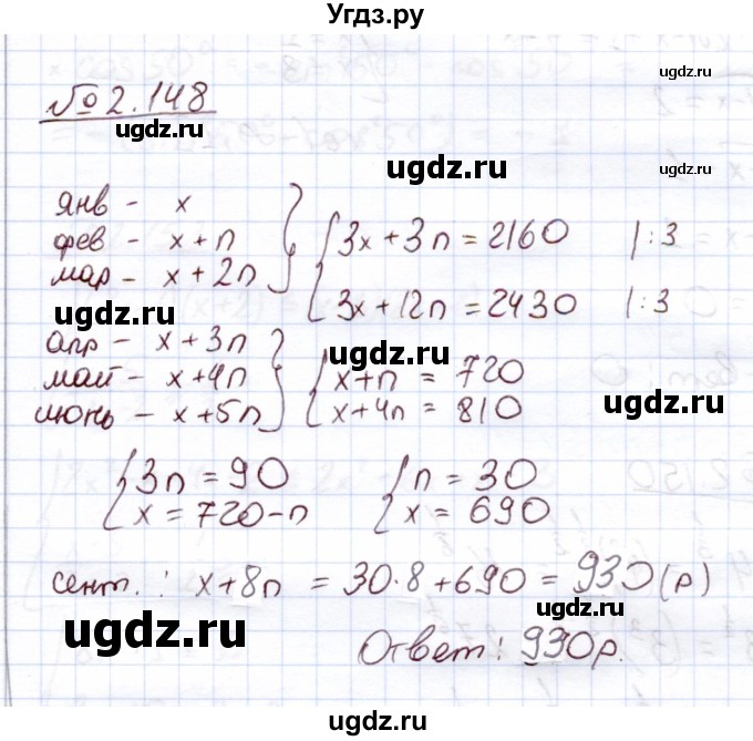 ГДЗ (Решебник) по алгебре 11 класс Арефьева И.Г. / глава 2 / упражнение / 2.148
