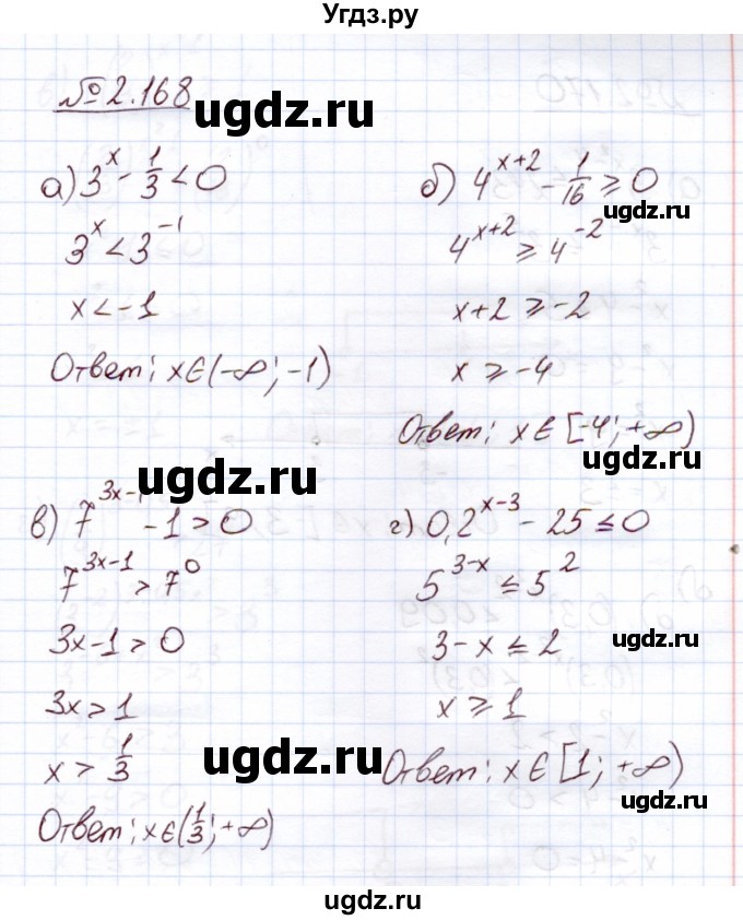ГДЗ (Решебник) по алгебре 11 класс Арефьева И.Г. / глава 2 / упражнение / 2.168