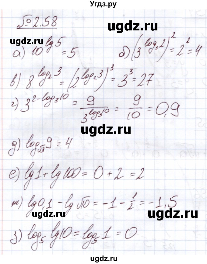 ГДЗ (Решебник) по алгебре 11 класс Арефьева И.Г. / глава 2 / упражнение / 2.58