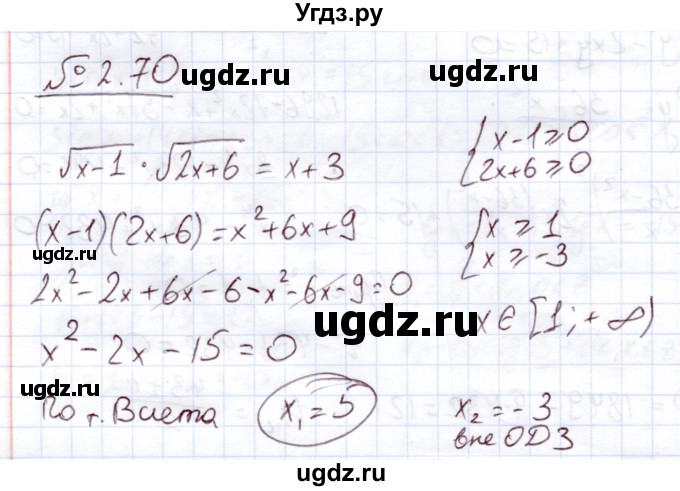 ГДЗ (Решебник) по алгебре 11 класс Арефьева И.Г. / глава 2 / упражнение / 2.70