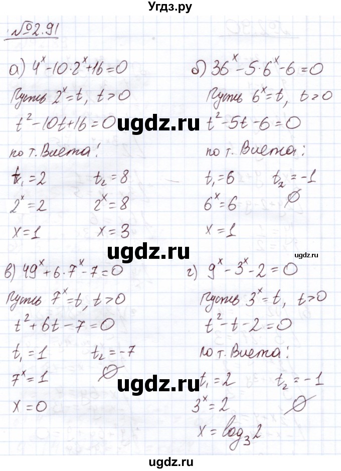 ГДЗ (Решебник) по алгебре 11 класс Арефьева И.Г. / глава 2 / упражнение / 2.91