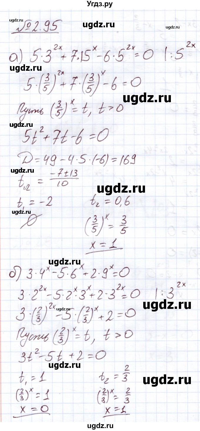 ГДЗ (Решебник) по алгебре 11 класс Арефьева И.Г. / глава 2 / упражнение / 2.95