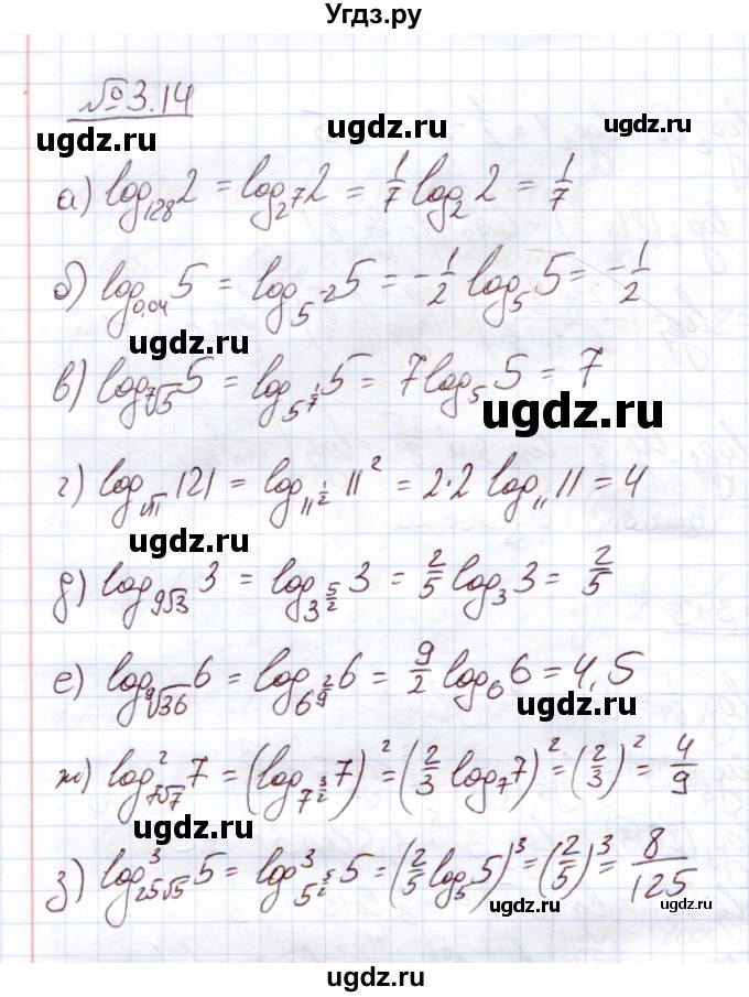 ГДЗ (Решебник) по алгебре 11 класс Арефьева И.Г. / глава 3 / упражнение / 3.14