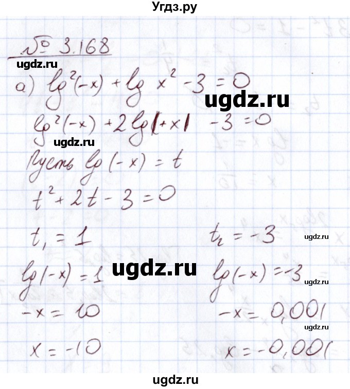 ГДЗ (Решебник) по алгебре 11 класс Арефьева И.Г. / глава 3 / упражнение / 3.168