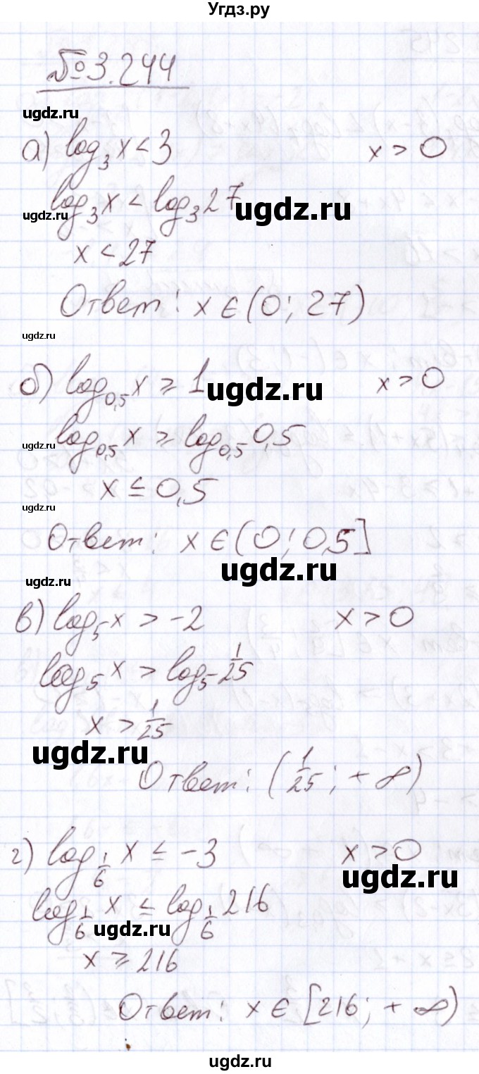 ГДЗ (Решебник) по алгебре 11 класс Арефьева И.Г. / глава 3 / упражнение / 3.244