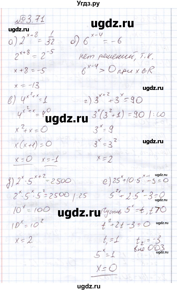 ГДЗ (Решебник) по алгебре 11 класс Арефьева И.Г. / глава 3 / упражнение / 3.71