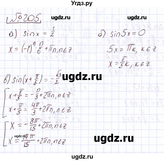 ГДЗ (Решебник) по алгебре 11 класс Арефьева И.Г. / итоговое повторение / 205
