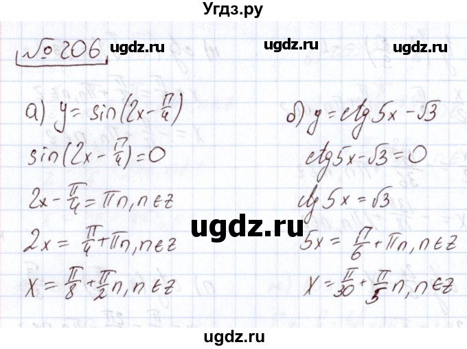 ГДЗ (Решебник) по алгебре 11 класс Арефьева И.Г. / итоговое повторение / 206