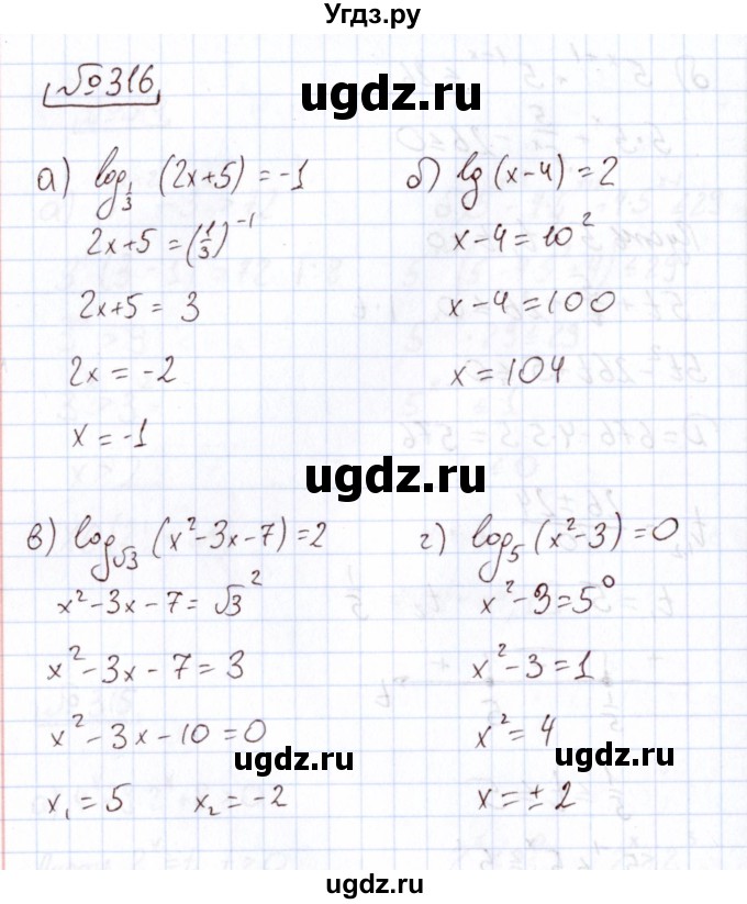 ГДЗ (Решебник) по алгебре 11 класс Арефьева И.Г. / итоговое повторение / 316