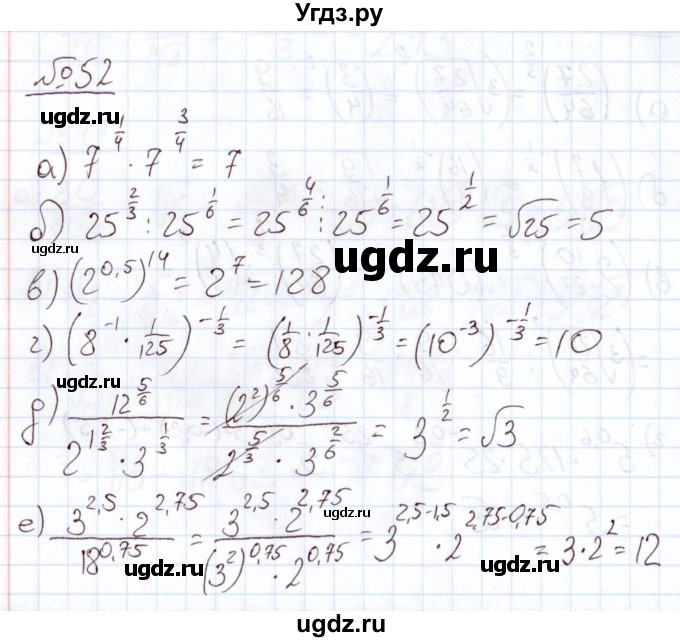 ГДЗ (Решебник) по алгебре 11 класс Арефьева И.Г. / итоговое повторение / 52