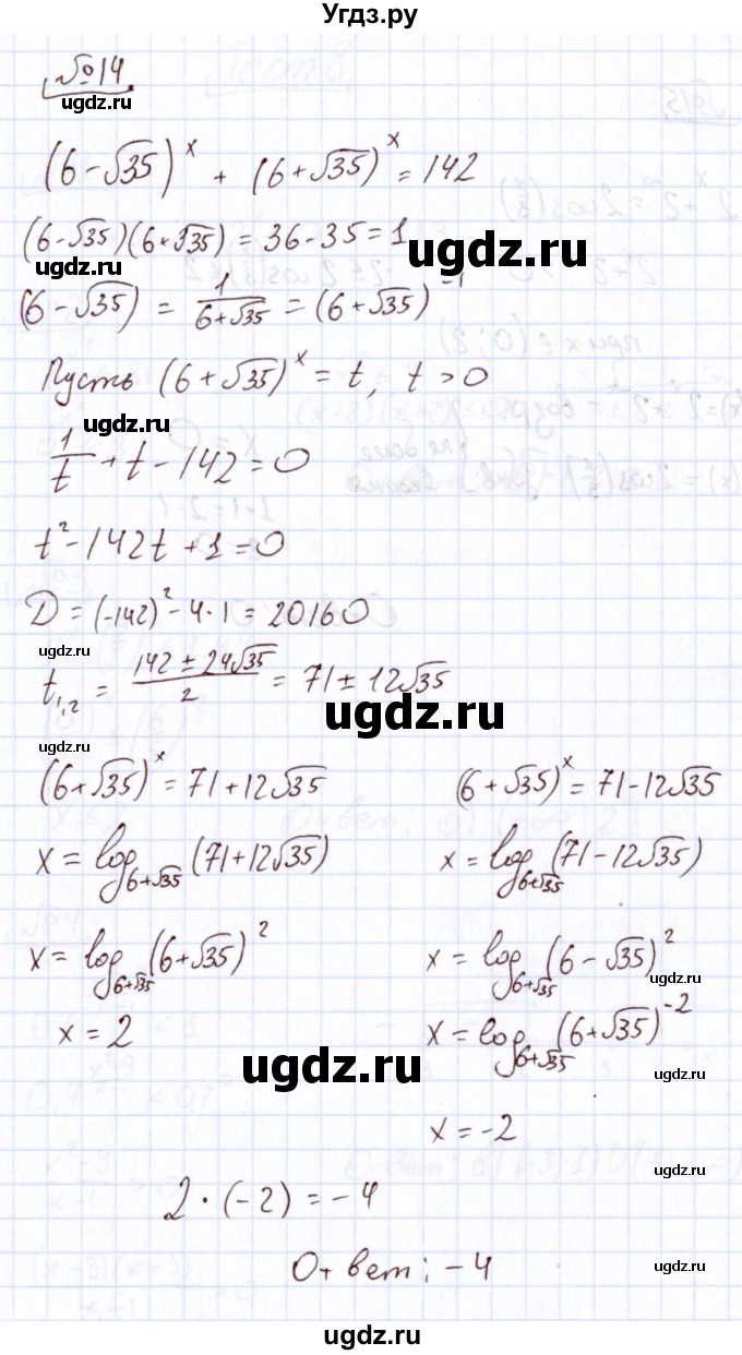 ГДЗ (Решебник) по алгебре 11 класс Арефьева И.Г. / тематические тесты / тест №7 / 14