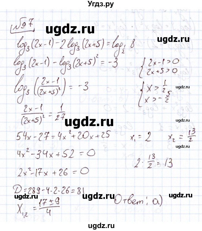 ГДЗ (Решебник) по алгебре 11 класс Арефьева И.Г. / тематические тесты / тест №10 / 7