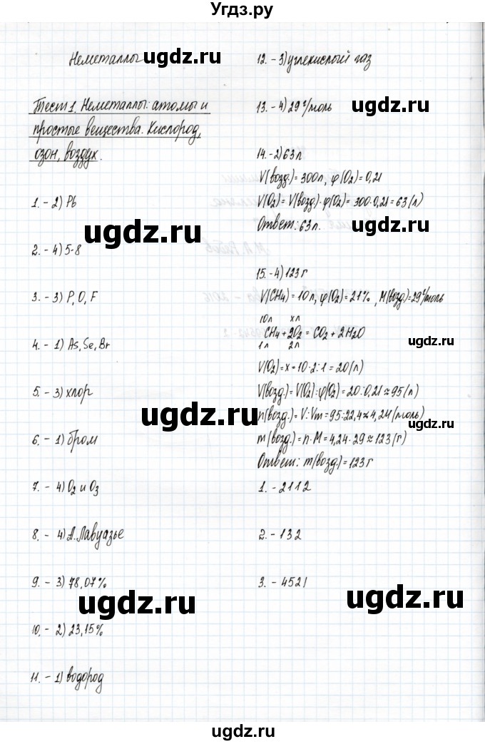 ГДЗ (Решебник) по химии 9 класс (тесты (неметаллы)) М.А. Рябов / тест / 1