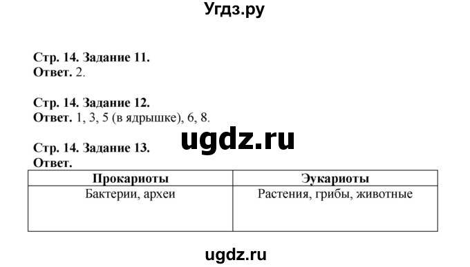 ГДЗ (Решебник) по биологии 10 класс (рабочая тетрадь) О.В. Саблина / страница / 14(продолжение 2)