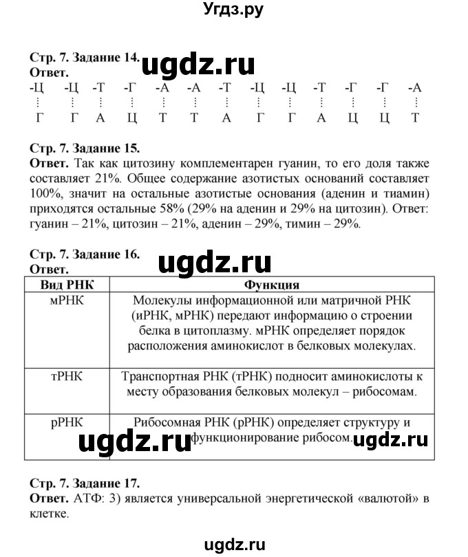 ГДЗ (Решебник) по биологии 10 класс (рабочая тетрадь) О.В. Саблина / страница / 7(продолжение 2)