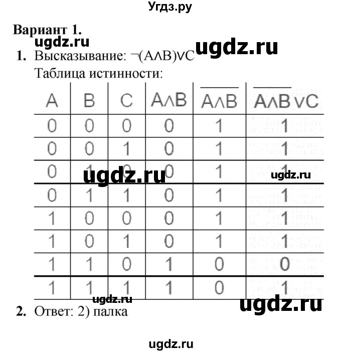 ГДЗ (Решебник) по информатике 8 класс (самостоятельные и контрольные работы) Босова Л.Л. / СР-9 / Вариант 1