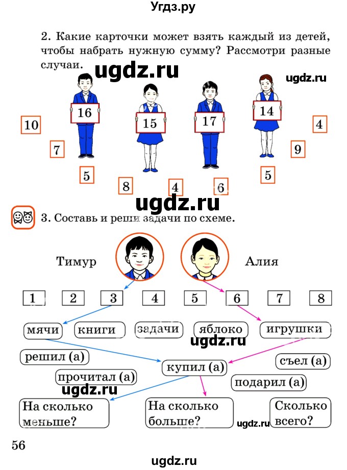 ГДЗ (Учебник) по математике 2 класс Акпаева А.Б. / часть 1. страница / 56