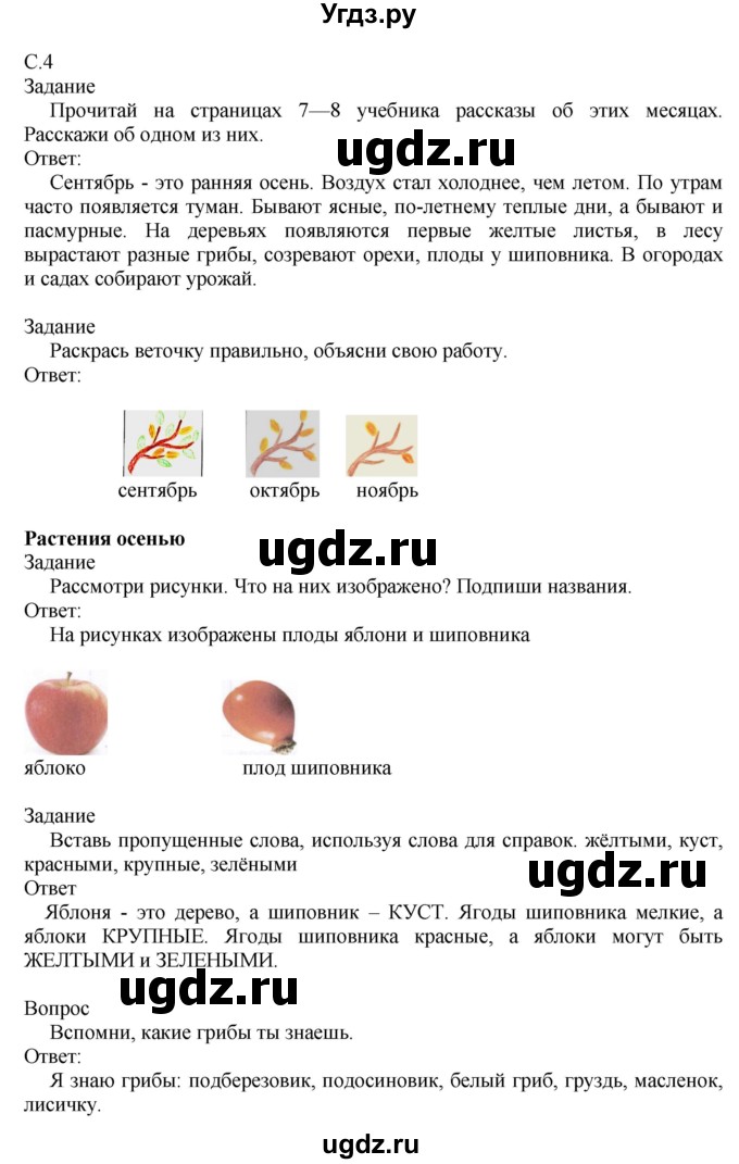 ГДЗ (Решебник) по миру природы и человека 3 класс (рабочая тетрадь) Матвеева Н.Б. / страница / 4