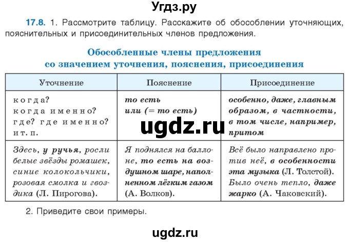 ГДЗ (Учебник) по русскому языку 11 класс Долбик Е.Е. / §17 / 17.8