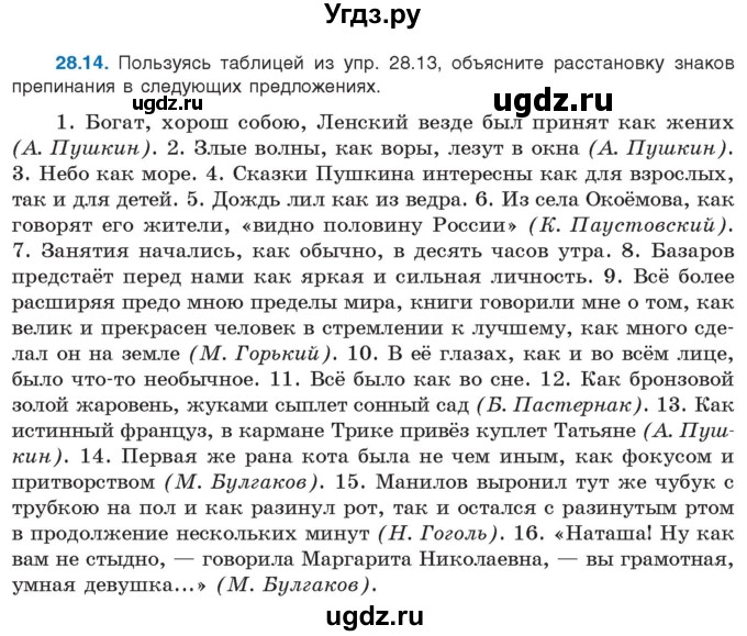 ГДЗ (Учебник) по русскому языку 11 класс Долбик Е.Е. / §28 / 28.14