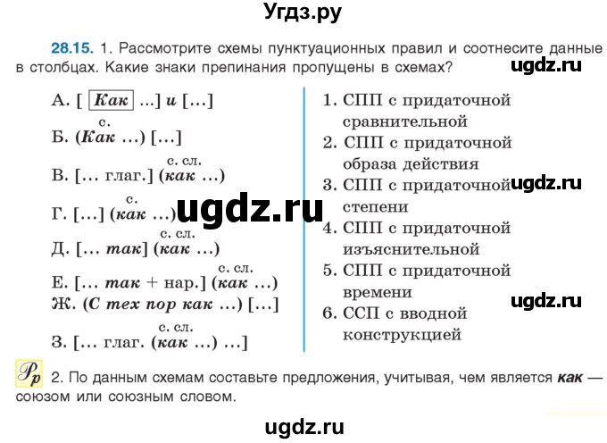 ГДЗ (Учебник) по русскому языку 11 класс Долбик Е.Е. / §28 / 28.15