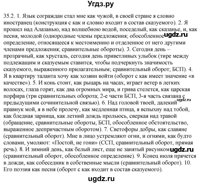 ГДЗ (Решебник) по русскому языку 11 класс Долбик Е.Е. / §35 / 35.2