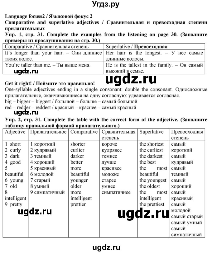 ГДЗ (Решебник) по английскому языку 5 класс Голдштейн Б. / страница / 31