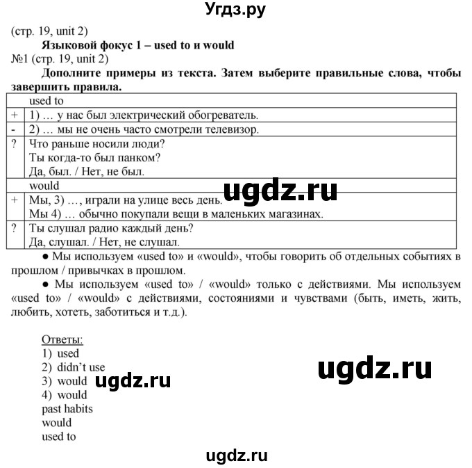 ГДЗ (Решебник) по английскому языку 8 класс Голдштейн Б. / страница / 19