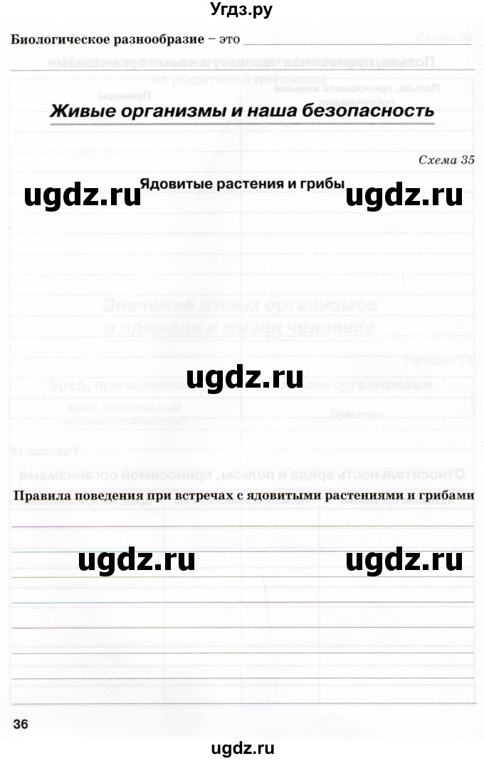 ГДЗ (Тетрадь) по биологии 5 класс (рабочая тетрадь) Бодрова Н.Ф. / страница / 36