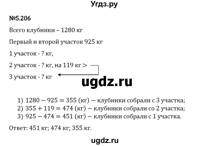ГДЗ (Решебник 2023) по математике 5 класс Виленкин Н.Я. / §5 / упражнение / 5.206
