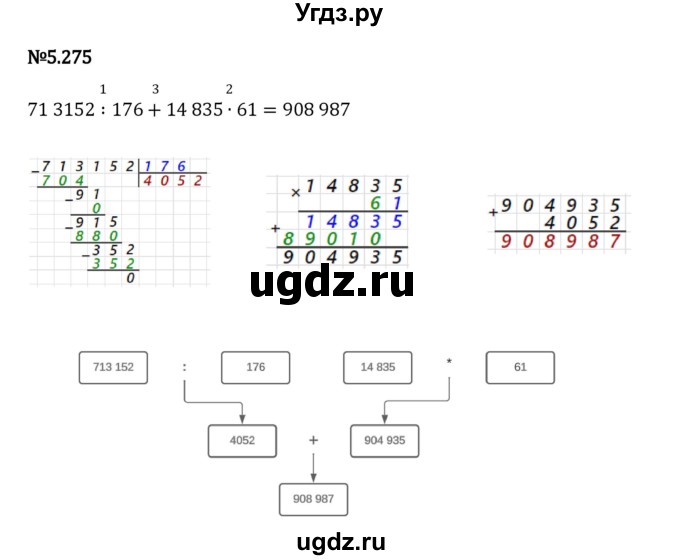 ГДЗ (Решебник 2023) по математике 5 класс Виленкин Н.Я. / §5 / упражнение / 5.275