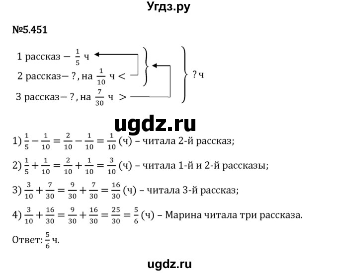 ГДЗ (Решебник 2023) по математике 5 класс Виленкин Н.Я. / §5 / упражнение / 5.451