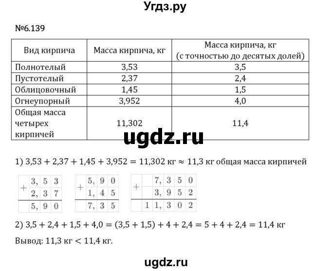 ГДЗ (Решебник 2023) по математике 5 класс Виленкин Н.Я. / §6 / упражнение / 6.139