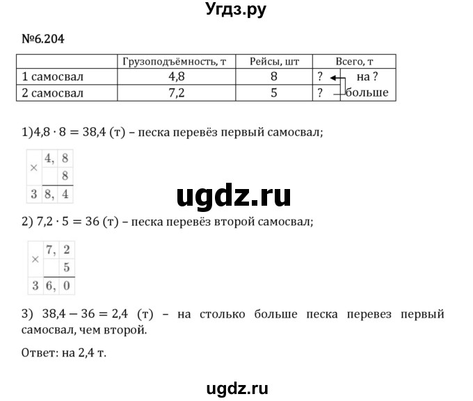 ГДЗ (Решебник 2023) по математике 5 класс Виленкин Н.Я. / §6 / упражнение / 6.204