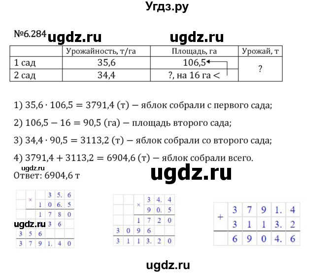 ГДЗ (Решебник 2023) по математике 5 класс Виленкин Н.Я. / §6 / упражнение / 6.284