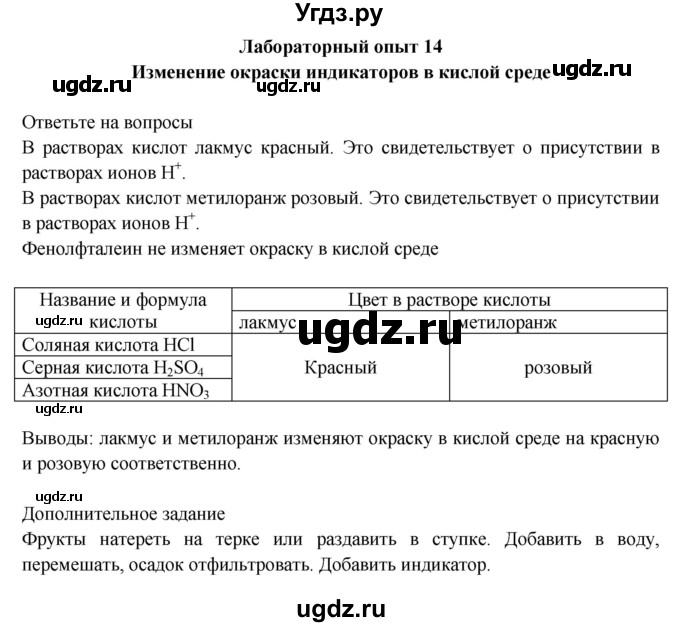 ГДЗ (Решебник) по химии 9 класс (тетрадь для лабораторных и практических работ) Габриелян О.С. / лабораторная работа / 14