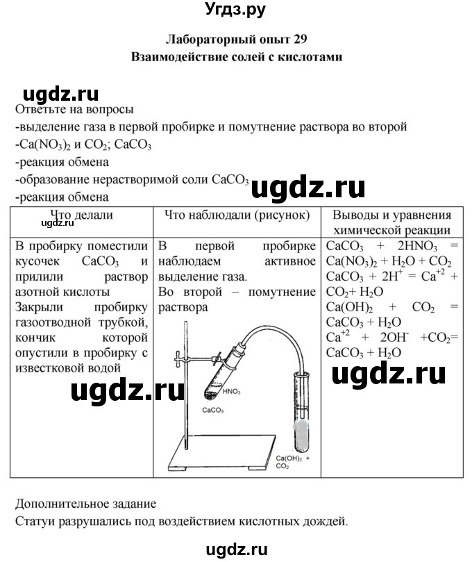 ГДЗ (Решебник) по химии 9 класс (тетрадь для лабораторных и практических работ) Габриелян О.С. / лабораторная работа / 29