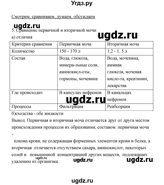 ГДЗ (Решебник) по биологии 8 класс (рабочая тетрадь) В.И. Сивоглазов / параграф 45 (упражнение) / 5