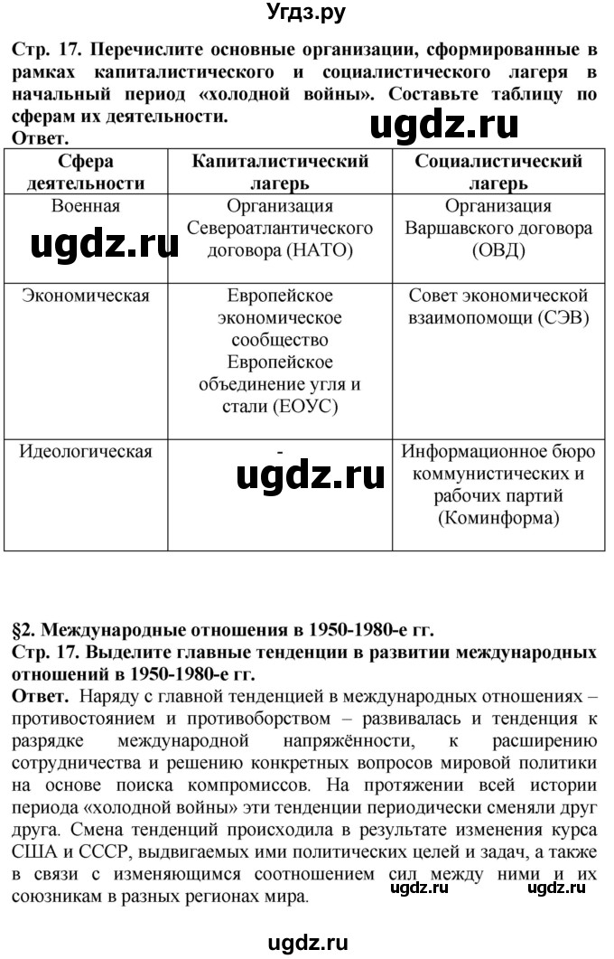 ГДЗ (Решебник) по истории 11 класс Сороко-Цюпа О.С. / страница / 17