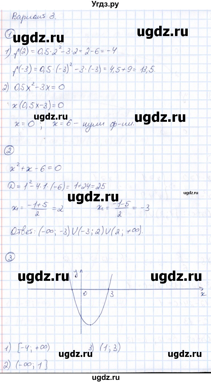 ГДЗ (Решебник) по алгебре 9 класс (Математические диктанты, Контрольные работы (из Методического пособия)) Буцко Е.В. / контрольная работа / КР-2 / Вариант 3