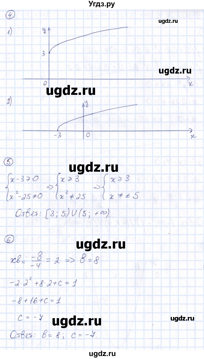 ГДЗ (Решебник) по алгебре 9 класс (Математические диктанты, Контрольные работы (из Методического пособия)) Буцко Е.В. / контрольная работа / КР-2 / Вариант 3(продолжение 2)