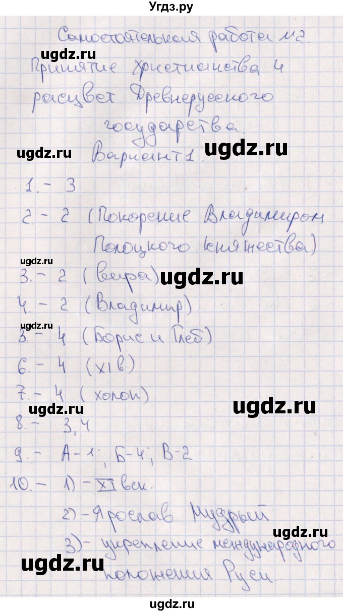 ГДЗ (Решебник) по истории 6 класс (Тематический контроль (История России)) Гаврилина Ю.Г. / тема 