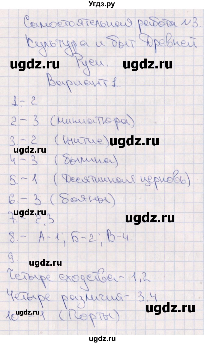 ГДЗ (Решебник) по истории 6 класс (Тематический контроль (История России)) Гаврилина Ю.Г. / тема 