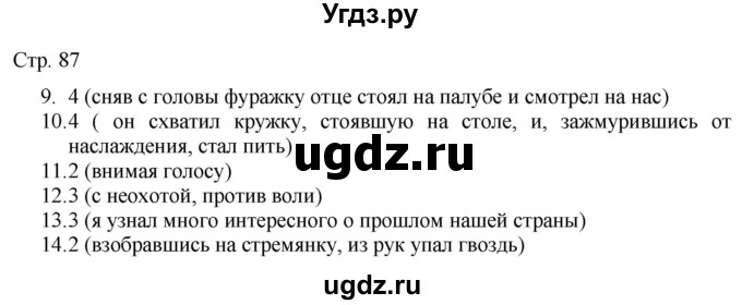 ГДЗ (Решебник) по русскому языку 7 класс (тематический контроль) Александров В.Н. / страница / 87