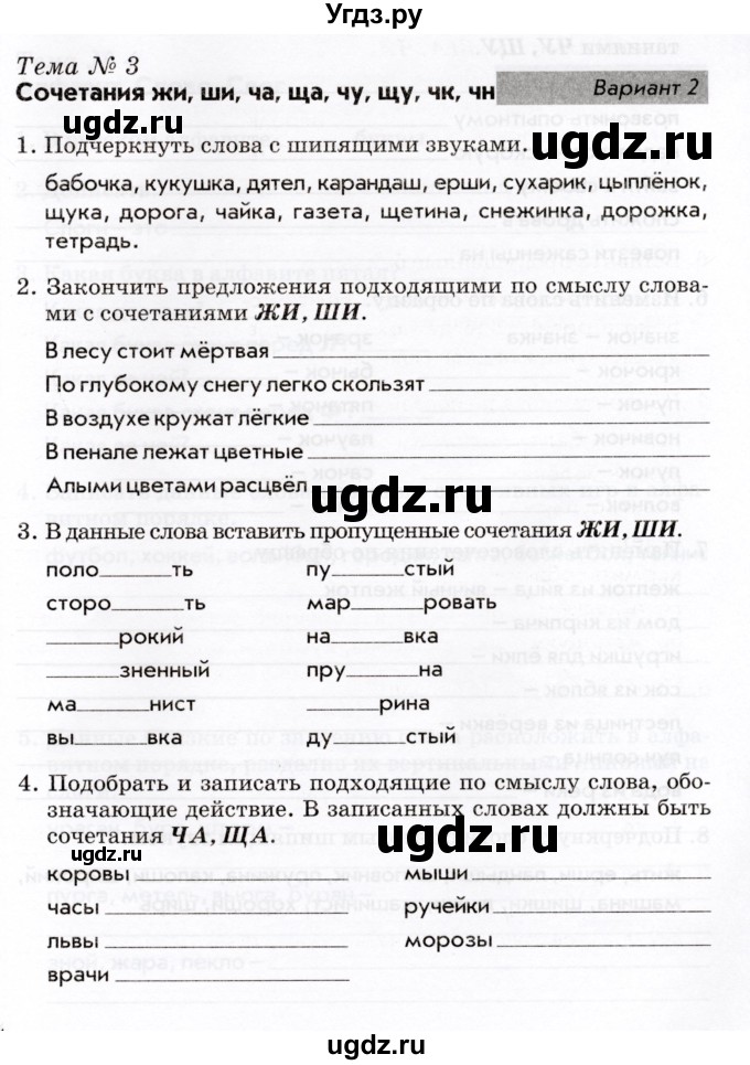 ГДЗ (Учебник) по русскому языку 2 класс (тематический контроль) В.Т. Голубь / тема 3 (вариант) / 2