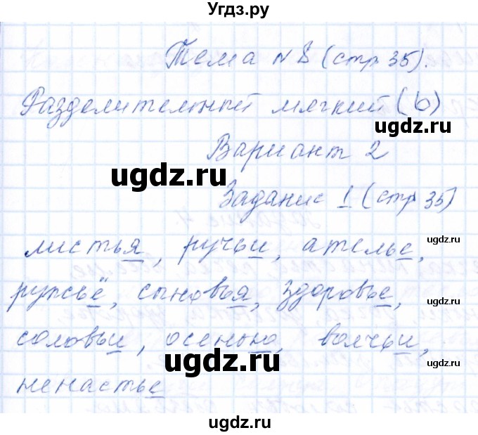 ГДЗ (Решебник) по русскому языку 2 класс (тематический контроль) В.Т. Голубь / тема 8 (вариант) / 2