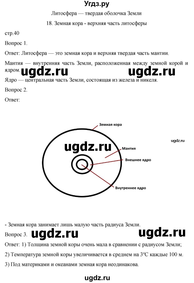 ГДЗ (Решебник) по географии 5 класс (рабочая тетрадь) Николина В.В. / страница / 40